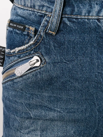 Philipp Plein Multi-pocket Denim Shorts In Blue