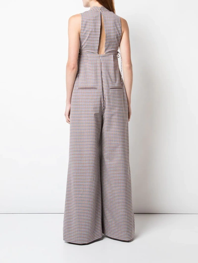 Rosie Assoulin Checked Wool-blend Wide-leg Jumpsuit In White