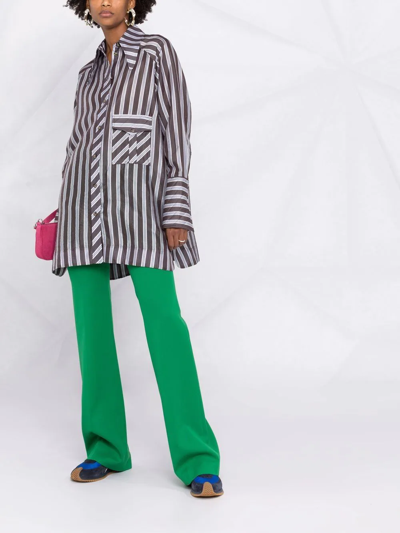 Shop Ganni Lightweight Striped Oversize Shirt In Grau