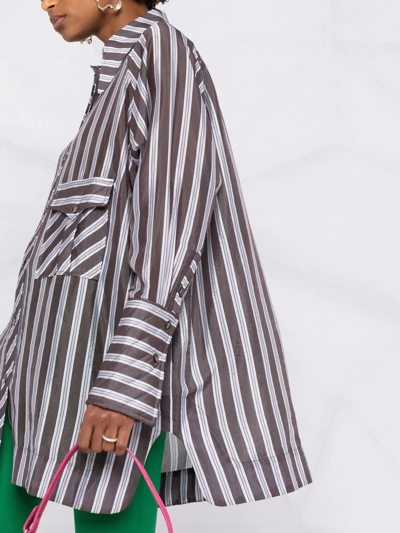 Shop Ganni Lightweight Striped Oversize Shirt In Grau