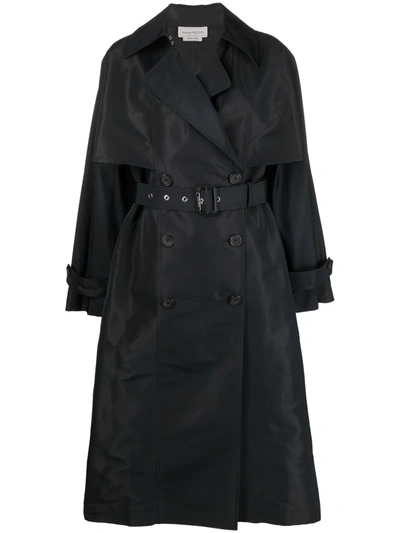 Shop Alexander Mcqueen Belted Trench Coat In 黑色