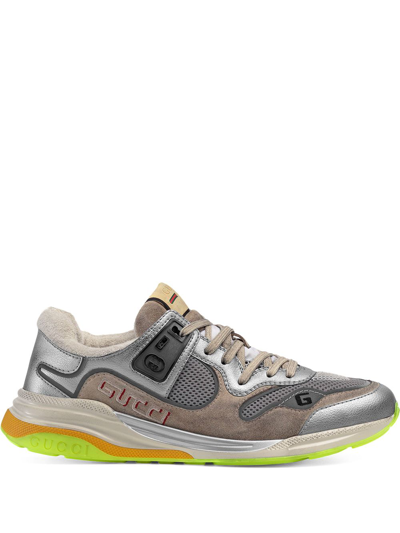 Shop Gucci Ultrapace Sneakers In Silver