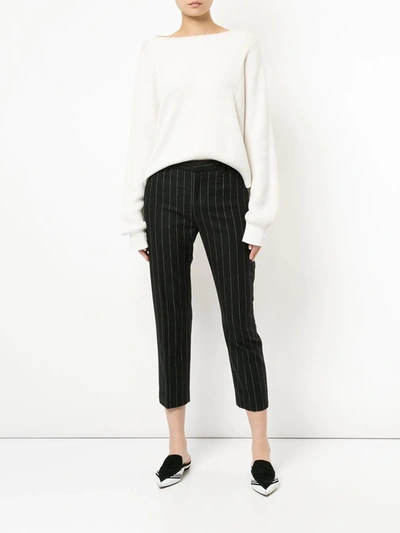 Shop Hope Pinstripe Cropped Trousers In Black