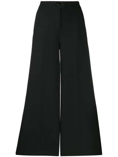Shop Karl Lagerfeld Signature Wide Leg Trousers In Black