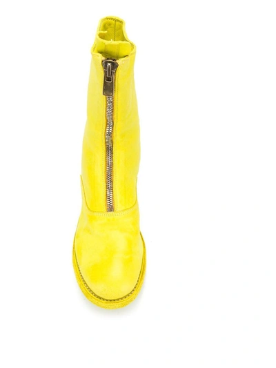 Shop Guidi Front Zip Mid-calf Boots In Yellow