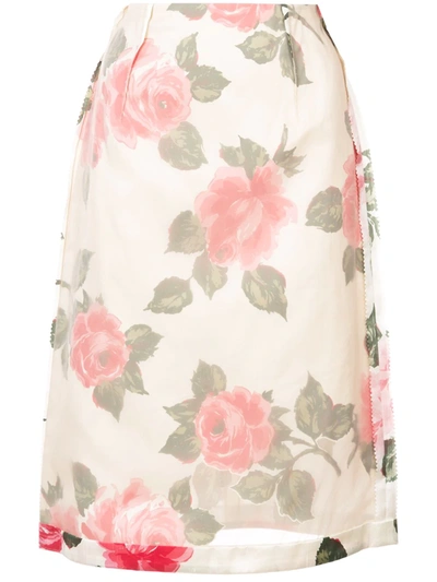 inverted floral print skirt