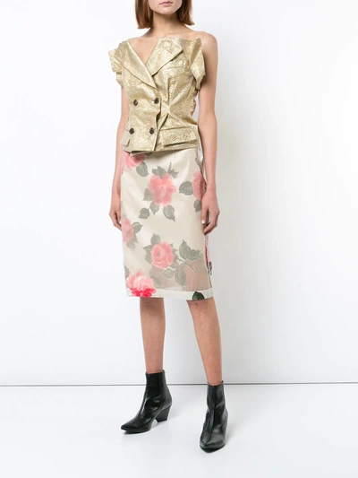 Shop Maison Margiela Inverted Floral Print Skirt In Neutrals