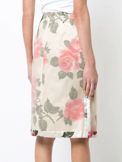 Shop Maison Margiela Inverted Floral Print Skirt In Neutrals