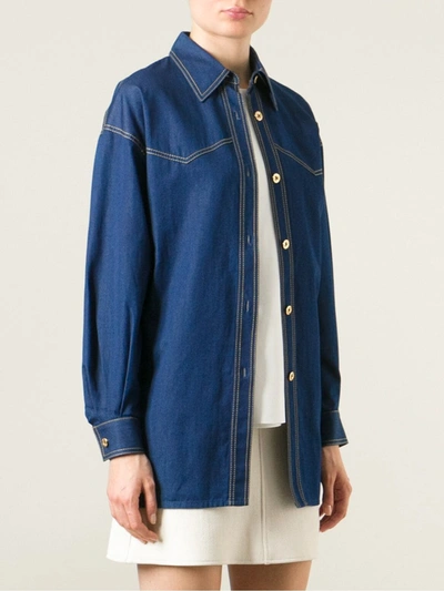 Pre-owned Guy Laroche Vintage Denim Shirt In Blue