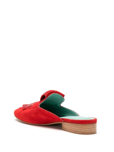 Shop Blue Bird Shoes Fringed Studded Mules In Red