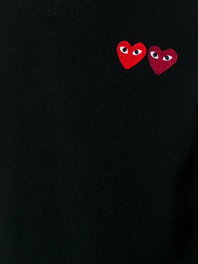 Shop Comme Des Garçons Play Double Heart Wool Jumper In Black