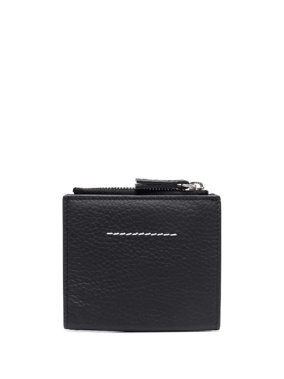 Shop Mm6 Maison Margiela Stitch-detail Leather Wallet In Black