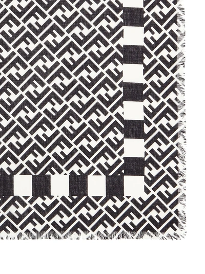Shop Fendi Monogram Silk Scarf In Black