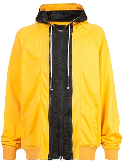 Shop Mostly Heard Rarely Seen Zipped Hooded Sweatshirt In Yellow