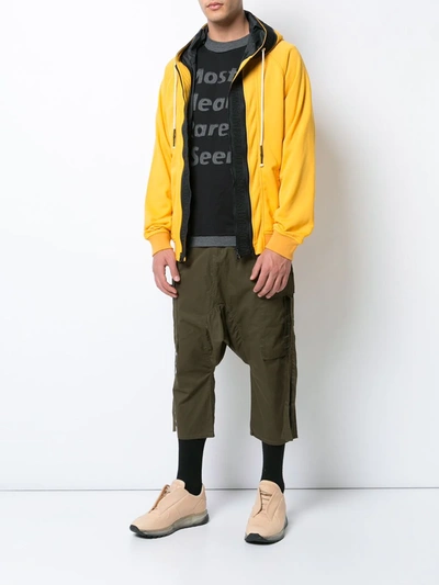 Shop Mostly Heard Rarely Seen Zipped Hooded Sweatshirt In Yellow