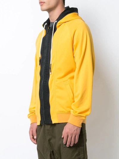 Shop Mostly Heard Rarely Seen Zipped Hooded Sweatshirt In Yellow