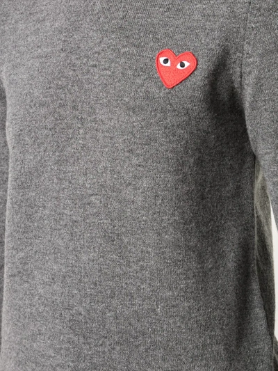 Shop Comme Des Garçons Play Almond-eye Heart Patch Pullover In Grey