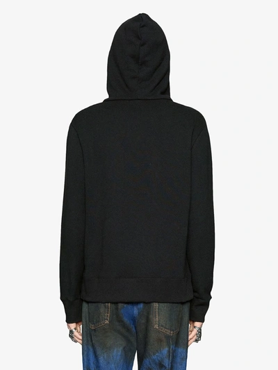 Gucci Logo Printed Cotton Sweatshirt Hoodie In Black