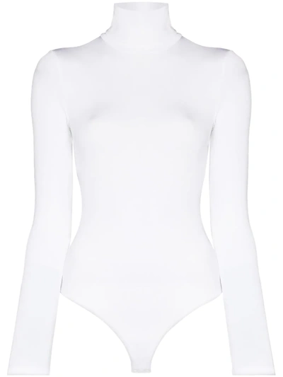 Shop Wolford Colorado Turtleneck Bodysuit In White