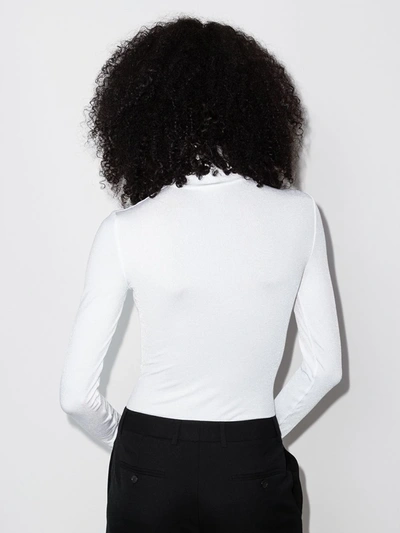 Wolford Colorado Turtleneck Jersey Thong Bodysuit In White