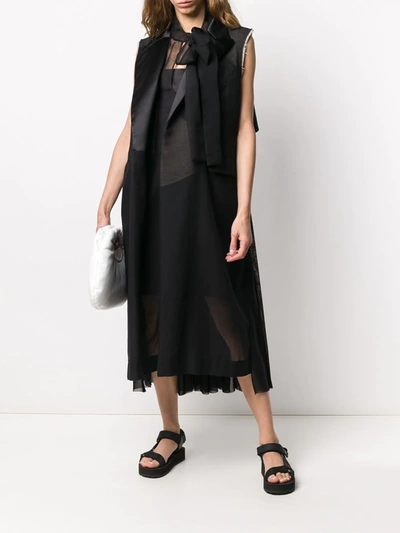 Shop Sacai Pleated Waistcoat-style Dress In Black