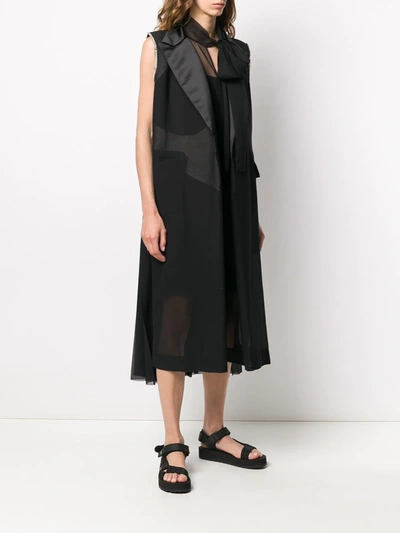 Shop Sacai Pleated Waistcoat-style Dress In Black