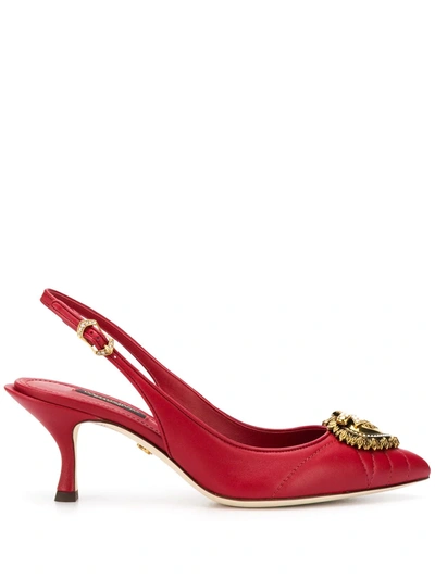 Shop Dolce & Gabbana Logo Plaque 70mm Pumps In Red