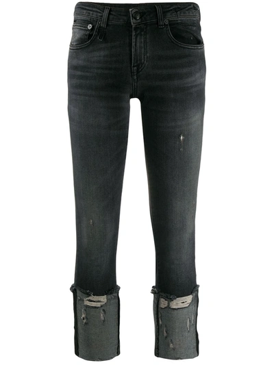 Shop R13 Cropped And Distressed Skinny Fit Jeans In Black