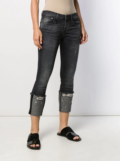 Shop R13 Cropped And Distressed Skinny Fit Jeans In Black