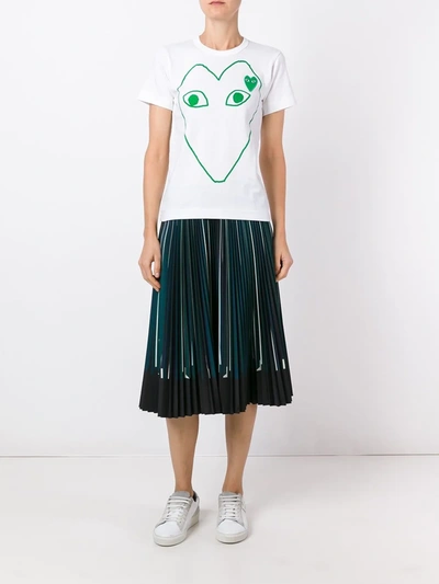 Comme Des Garçons Play Logo Outline Print T-shirt In White