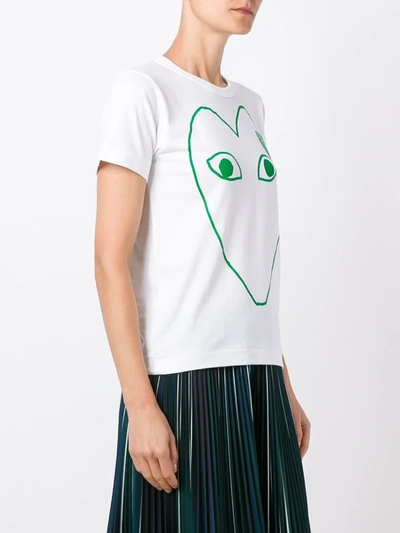 Shop Comme Des Garçons Play Logo Outline Print T-shirt In White