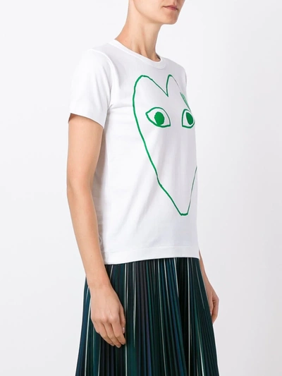 Comme Des Garçons Play Logo Outline Print T-shirt In White