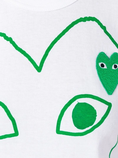 Comme Des Garçons Play Logo Outline Print T-shirt In White