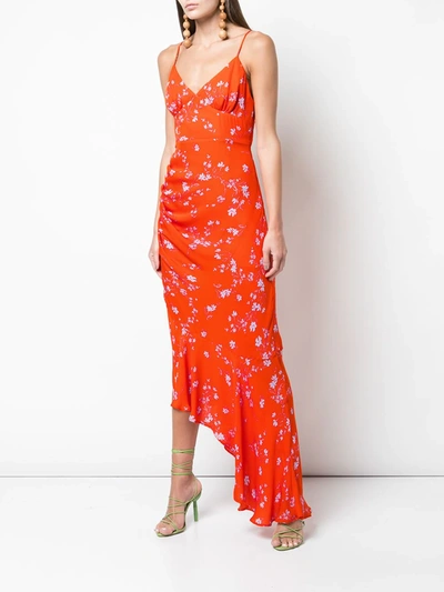 Shop Nicholas Floral Draped Dress In Orange