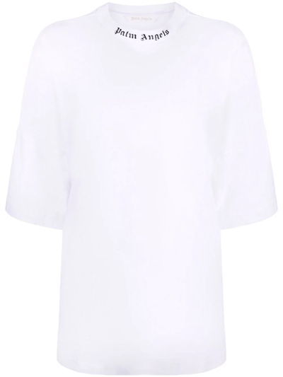 Shop Palm Angels Logo-print Short-sleeve T-shirt In Weiss