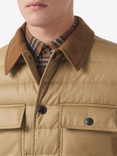 Shop Burberry Snap-fastening Down-feather Jacket In Brown