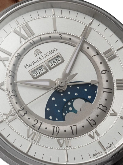 Shop Maurice Lacroix Phase De Lune Watch In Silver