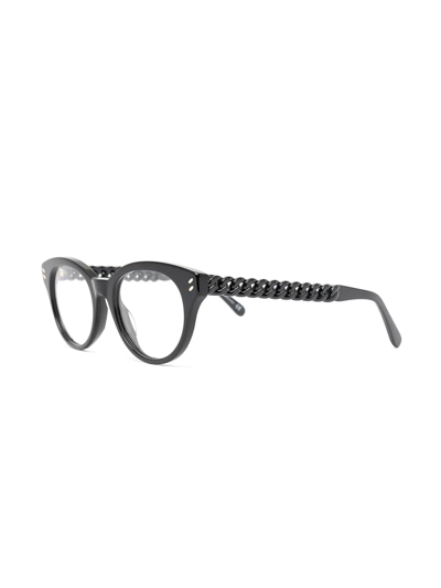Shop Stella Mccartney Chain-effect Round Frame Glasses In Black
