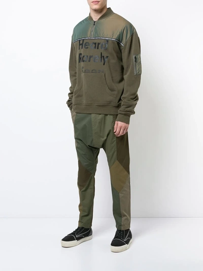 Mostly Heard Rarely Seen Patchwork Twill Dropped-inseam Pants In Green