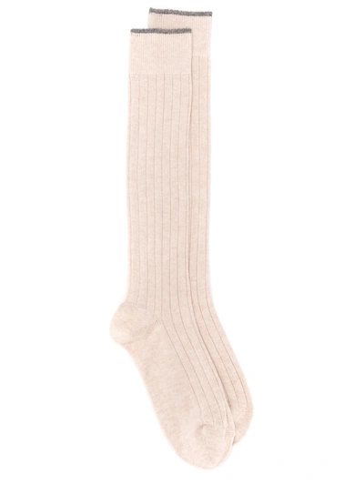 Shop Brunello Cucinelli Long Length Socks In Neutrals