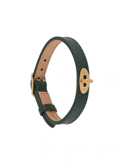 Shop Mulberry Bayswater Thin 10mm Leather Bracelet In Green