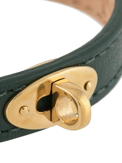 Shop Mulberry Bayswater Thin 10mm Leather Bracelet In Green