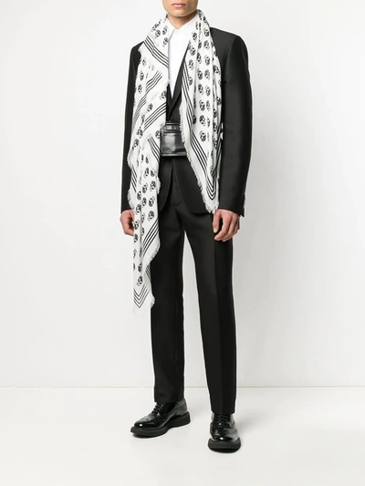 Shop Alexander Mcqueen Skull-print Scarf In White