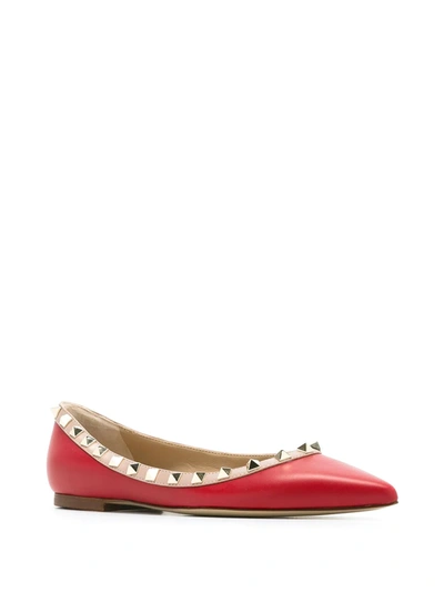 Shop Valentino Rockstud Ballerina Shoes In Red