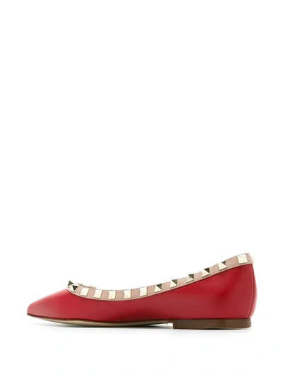 Shop Valentino Rockstud Ballerina Shoes In Red