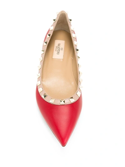 Shop Valentino Rockstud Ballerina Shoes In Red