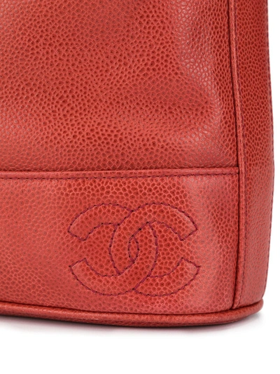 Pre-owned Chanel Cc缝饰logo背包 In Red