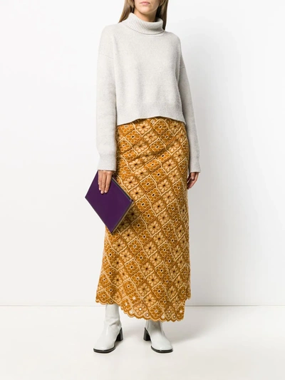 Pre-owned Comme Des Garçons 1990s Floral Tile Skirt In Brown
