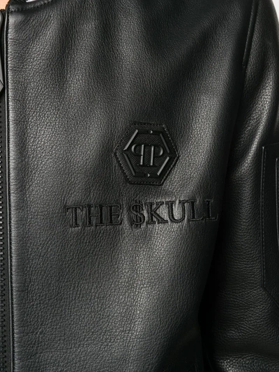Shop Philipp Plein Outline Skull Bomber Jacket In Black