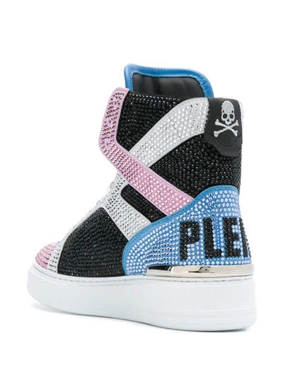 Shop Philipp Plein Crystal-embellished High-top Sneakers In Black